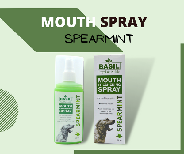 Basil Mouth Freshening Spray Herbal Spearmint Flavor 130Ml Pet